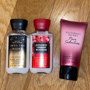 Three piece travel lotion Into the Night Cherry Blossom VS Pure Seduction